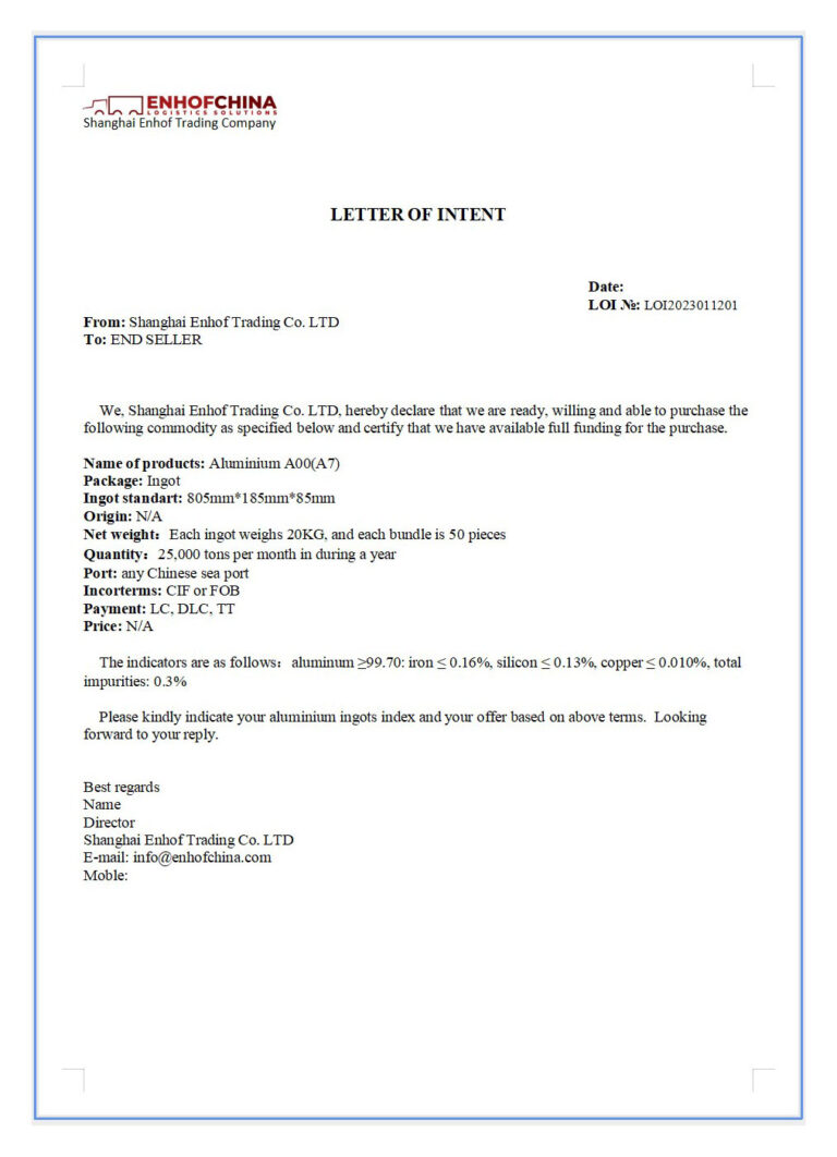 Письмо о намерениях