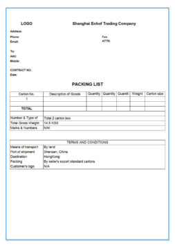 Packing List